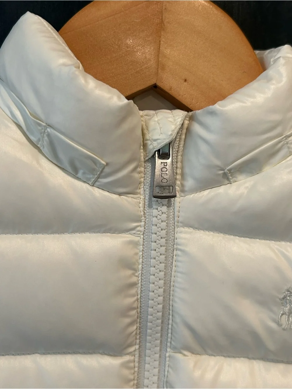 Polo Ralph Lauren Infant Puffer Jacket Down Filled White Ivory Size 6M EUC